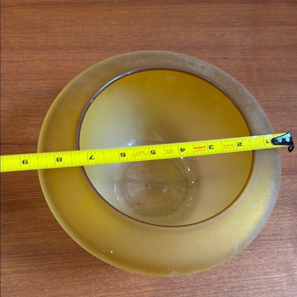 Elegant Indiana glass vintage frosted Yellow Glass Bowl large - Picture 4 of 9